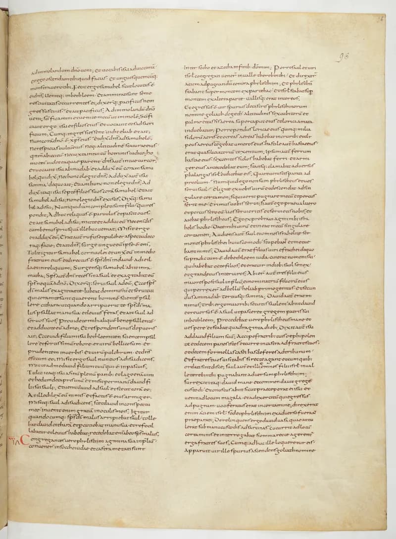 Vivian Bible, 1 Kings 16 (folio 199) by Master C. (Vivian Bible illuminator) depicting 1 Kings 16