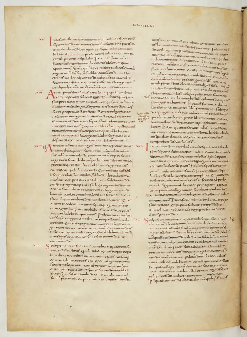 Vivian Bible, 1 Maccabees 3 (folio 652) by Master C. (Vivian Bible illuminator) depicting 1 Maccabees 3