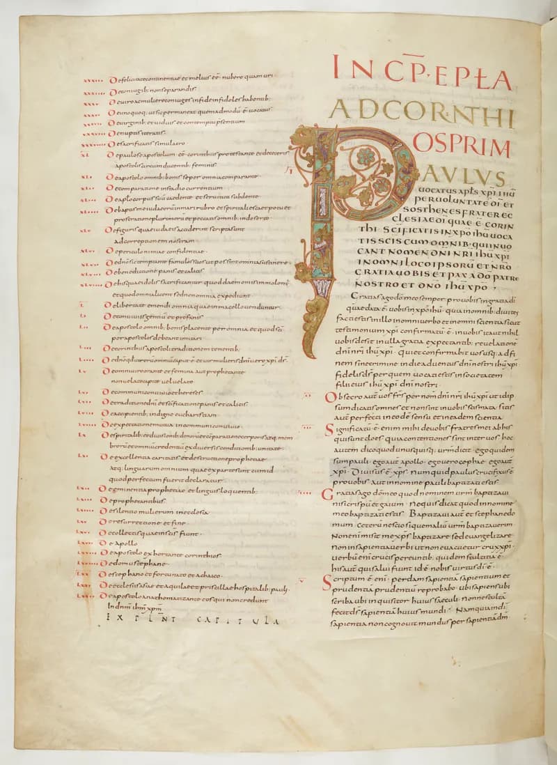 Vivian Bible, 1 Timothy 6 (folio 790) by Master C. (Vivian Bible illuminator) depicting 1 Timothy 6
