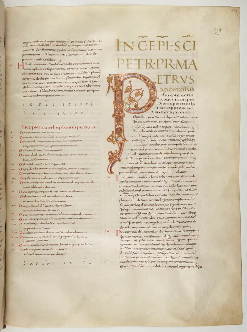 Vivian Bible, 2 Corinthians 6 (folio 765) by Master C. (Vivian Bible illuminator) depicting 2 Corinthians 6