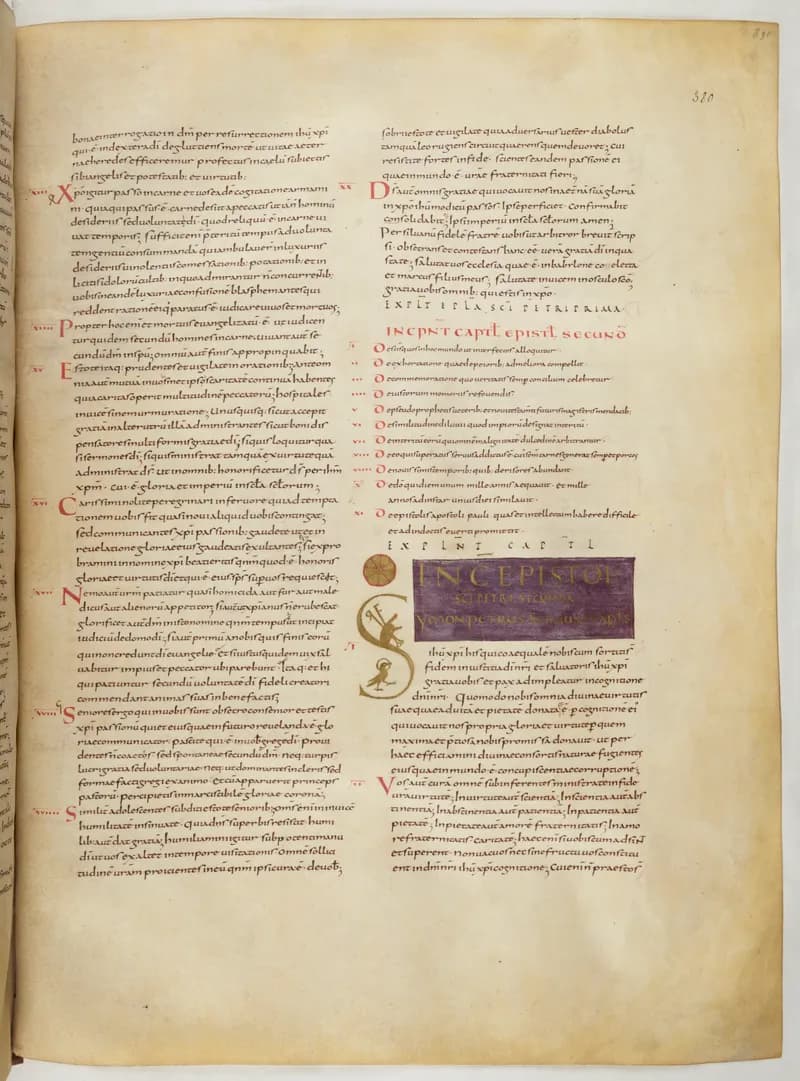 Vivian Bible, 2 Corinthians 9 (folio 767) by Master C. (Vivian Bible illuminator) depicting 2 Corinthians 9