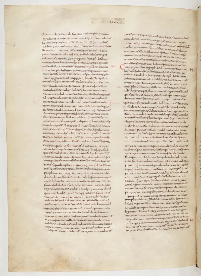Vivian Bible, 2 Kings 8 (folio 208) by Master C. (Vivian Bible illuminator) depicting 2 Kings 8