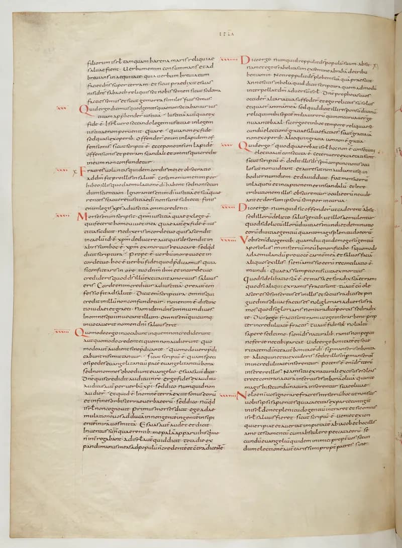 Vivian Bible, 2 Thessalonians 2 (folio 786) by Master C. (Vivian Bible illuminator) depicting 2 Thessalonians 2