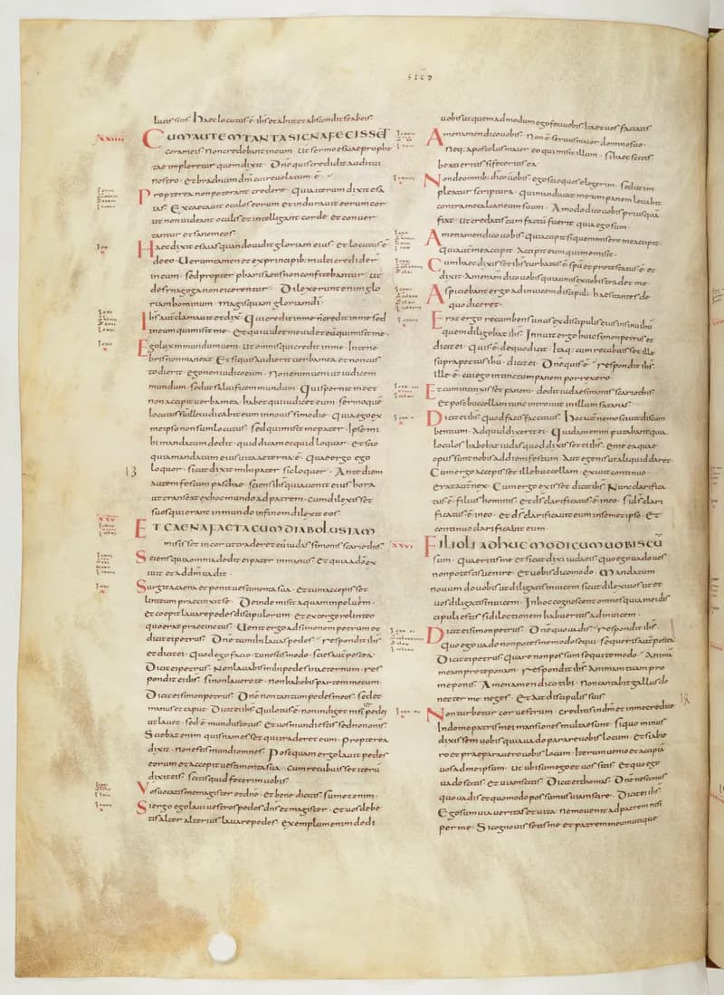 Vivian Bible, Acts 16 (folio 734) by Master C. (Vivian Bible illuminator) depicting Acts 16