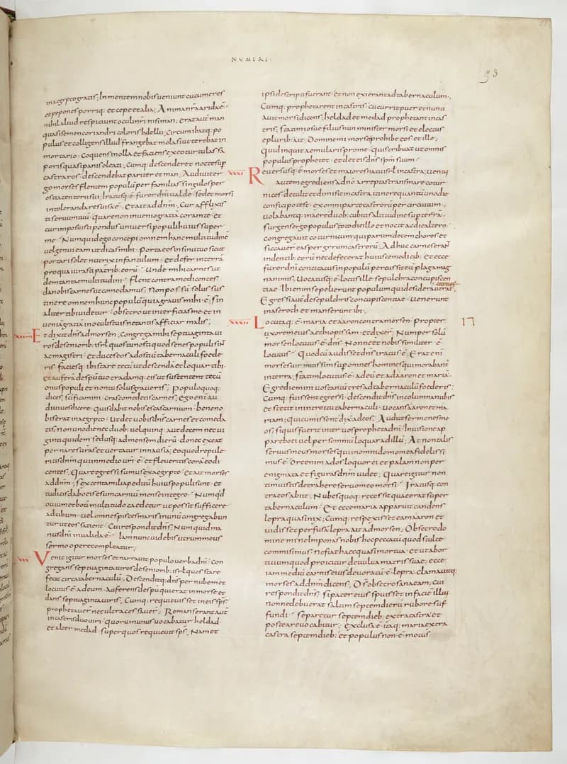 Vivian Bible, Deuteronomy 15 (folio 113) by Master C. (Vivian Bible illuminator) depicting Deuteronomy 15