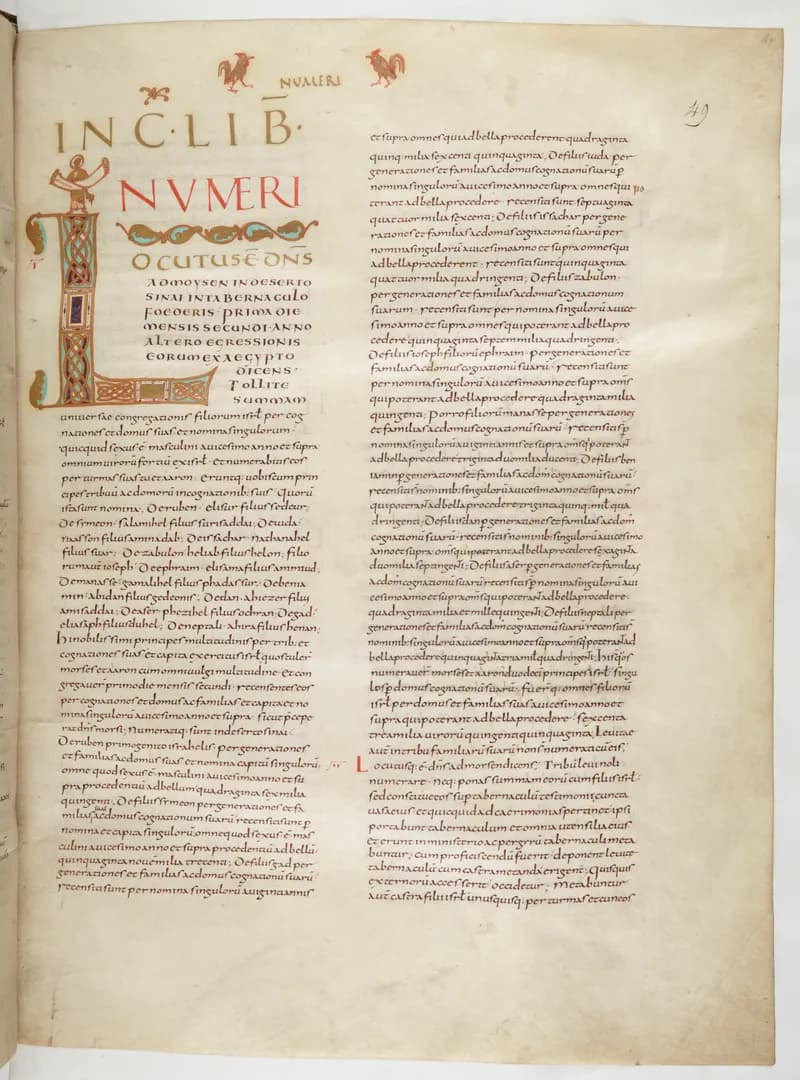 Vivian Bible, Deuteronomy 2 (folio 105) by Master C. (Vivian Bible illuminator) depicting Deuteronomy 2