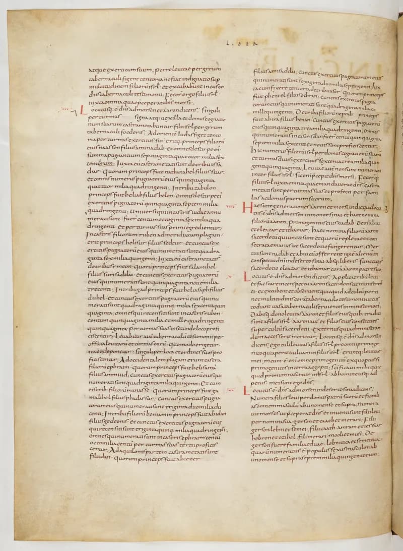 Vivian Bible, Deuteronomy 3 (folio 106) by Master C. (Vivian Bible illuminator) depicting Deuteronomy 3