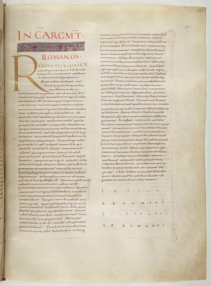 Vivian Bible, Ephesians 6 (folio 777) by Master C. (Vivian Bible illuminator) depicting Ephesians 6