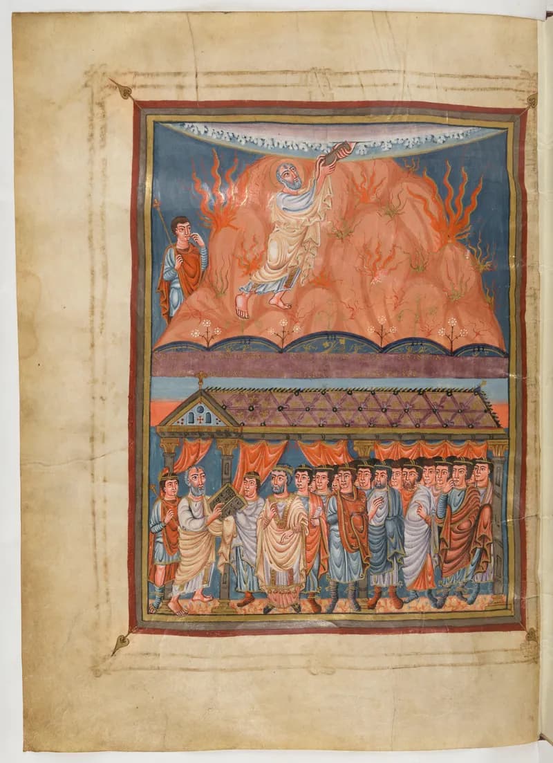 Vivian Bible, Exodus 35 (folio 62) by Master C. (Vivian Bible illuminator) depicting Exodus 35