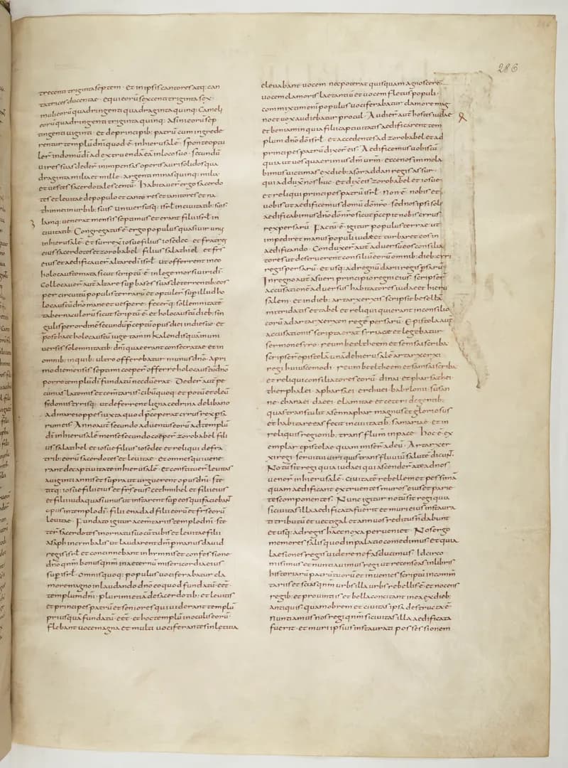 Vivian Bible, Ezekiel 12 (folio 579) by Master C. (Vivian Bible illuminator) depicting Ezekiel 12