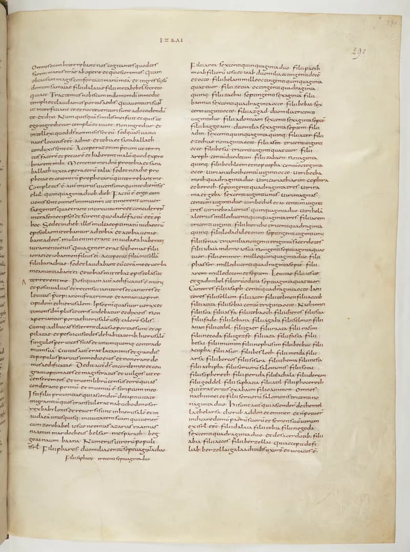 Vivian Bible, Ezekiel 25 (folio 587) by Master C. (Vivian Bible illuminator) depicting Ezekiel 25