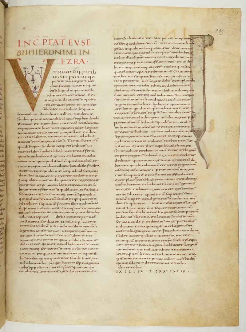 Vivian Bible, Ezekiel 9 (folio 577) by Master C. (Vivian Bible illuminator) depicting Ezekiel 9