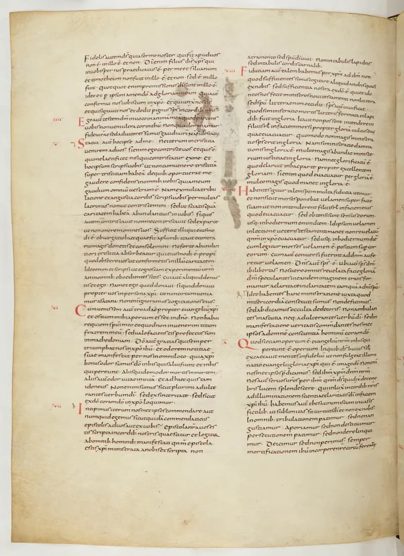 Vivian Bible, Hebrews 8 (folio 800) by Master C. (Vivian Bible illuminator) depicting Hebrews 8