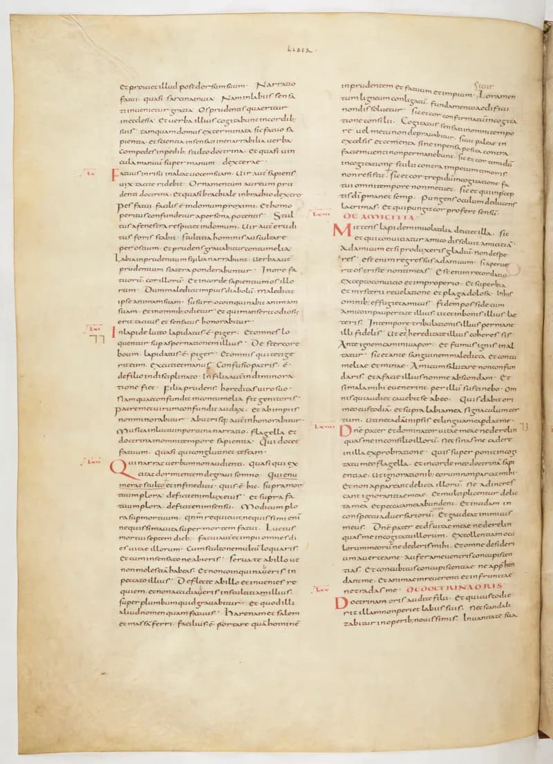 Vivian Bible, Isaiah 46 (folio 520) by Master C. (Vivian Bible illuminator) depicting Isaiah 46
