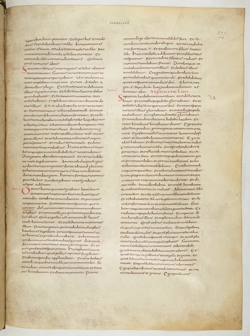Vivian Bible, Isaiah 48 (folio 521) by Master C. (Vivian Bible illuminator) depicting Isaiah 48