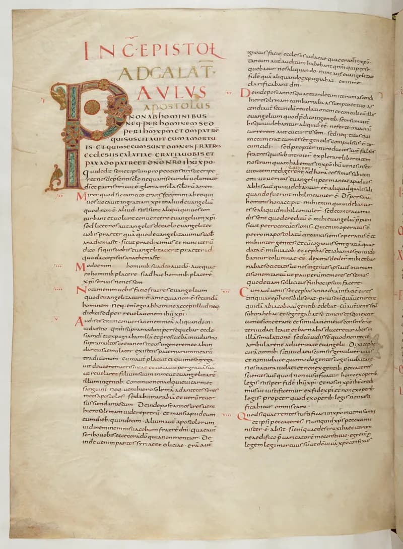 Vivian Bible, James 5 (folio 806) by Master C. (Vivian Bible illuminator) depicting James 5