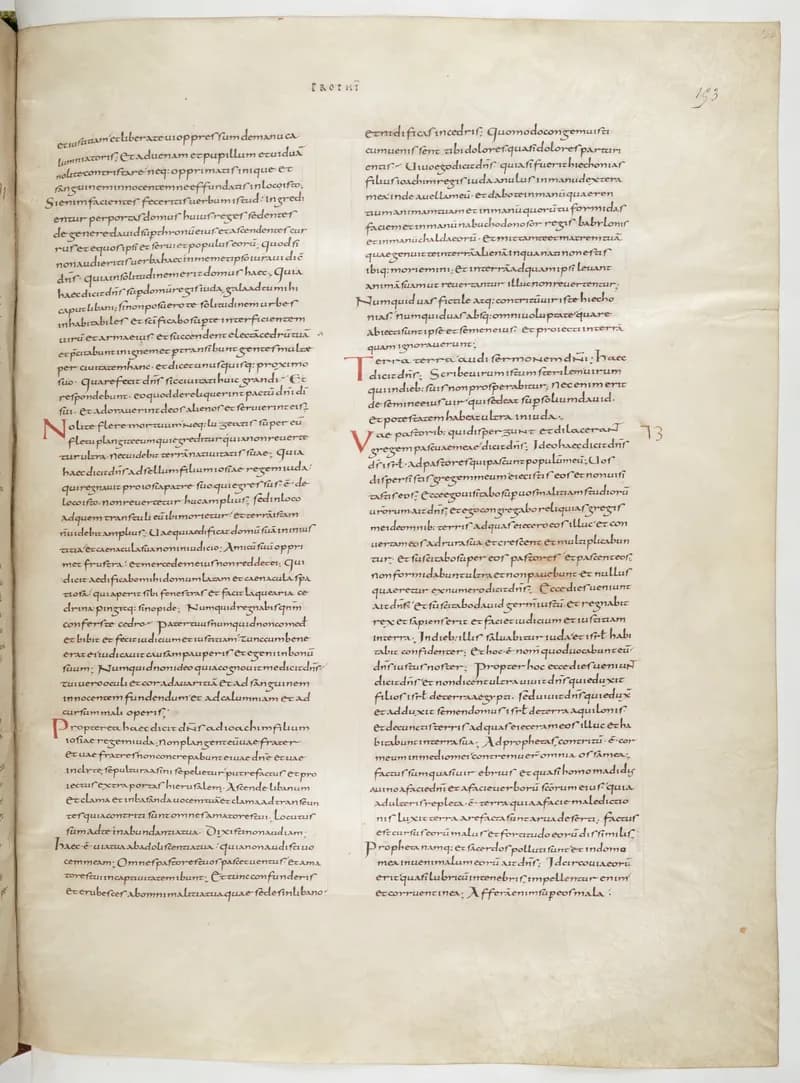 Vivian Bible, Job 25 (folio 313) by Master C. (Vivian Bible illuminator) depicting Job 25