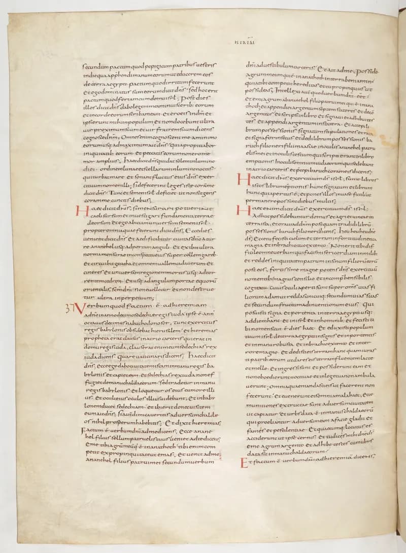 Vivian Bible, Job 36 (folio 320) by Master C. (Vivian Bible illuminator) depicting Job 36
