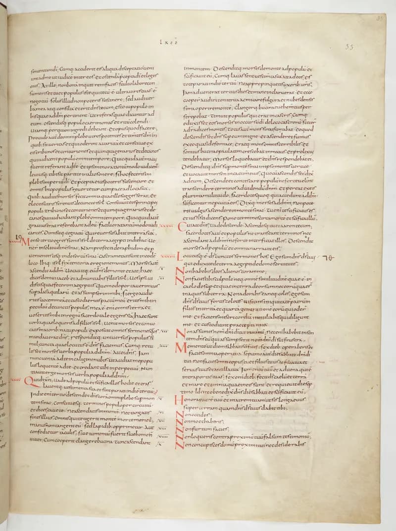 Vivian Bible, Leviticus 13 (folio 73) by Master C. (Vivian Bible illuminator) depicting Leviticus 12