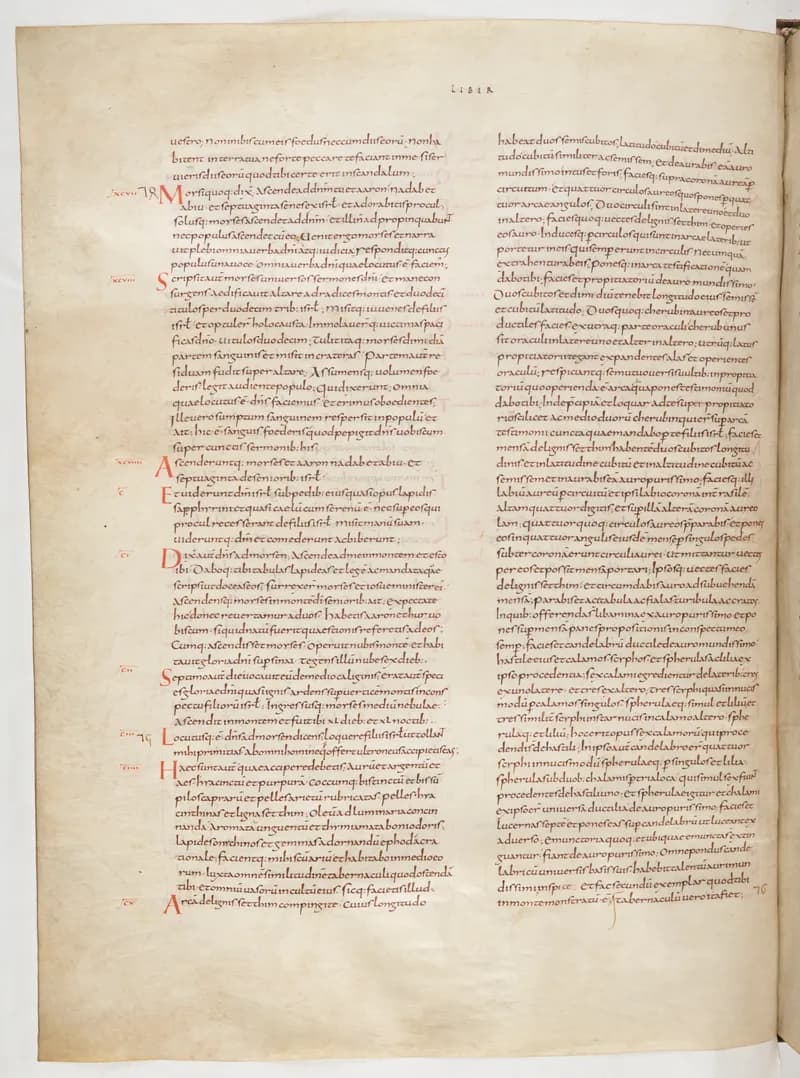 Vivian Bible, Leviticus 18 (folio 76) by Master C. (Vivian Bible illuminator) depicting Leviticus 18