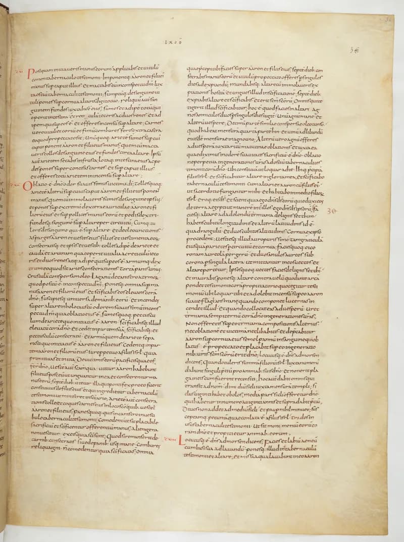 Vivian Bible, Leviticus 23 (folio 79) by Master C. (Vivian Bible illuminator) depicting Leviticus 23