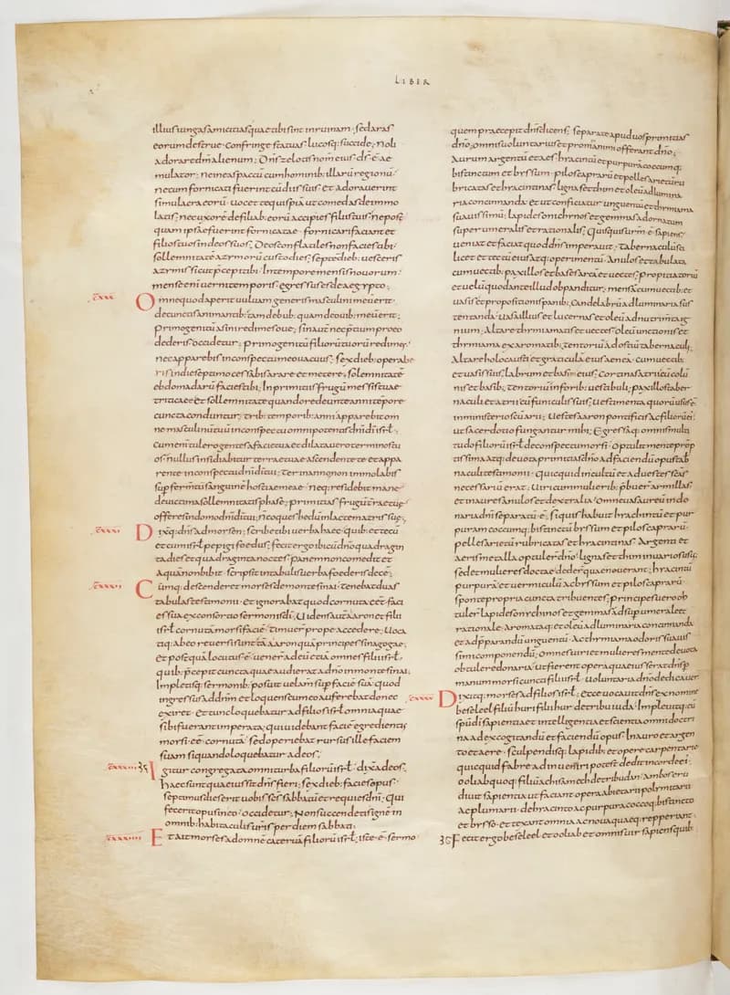 Vivian Bible, Leviticus 27 (folio 82) by Master C. (Vivian Bible illuminator) depicting Leviticus 27