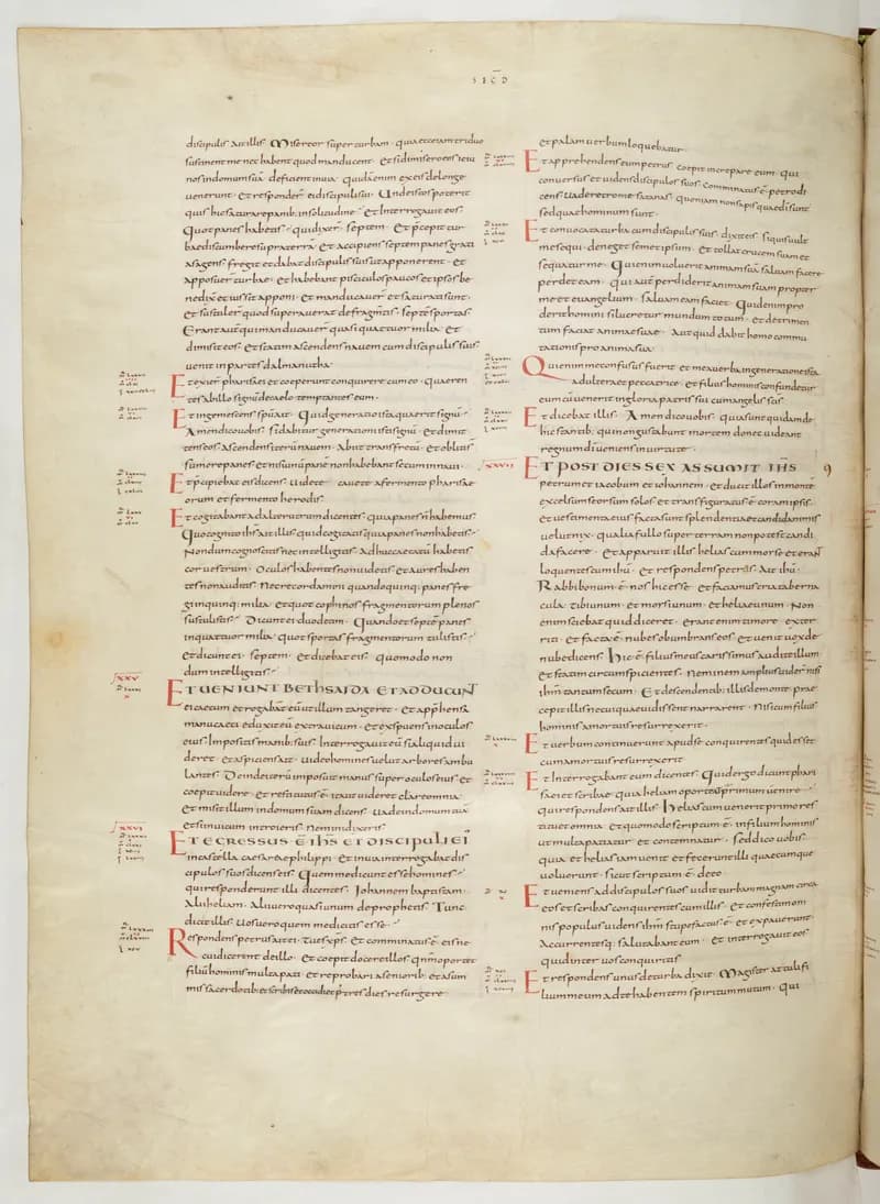 Vivian Bible, Mark 9 (folio 692) by Master C. (Vivian Bible illuminator) depicting Mark 9