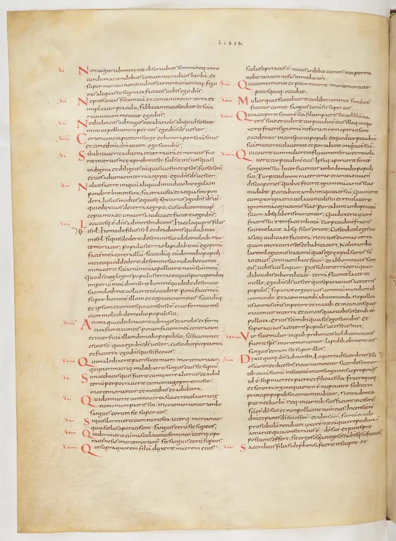 Vivian Bible, Numbers 26 (folio 98) by Master C. (Vivian Bible illuminator) depicting Numbers 26