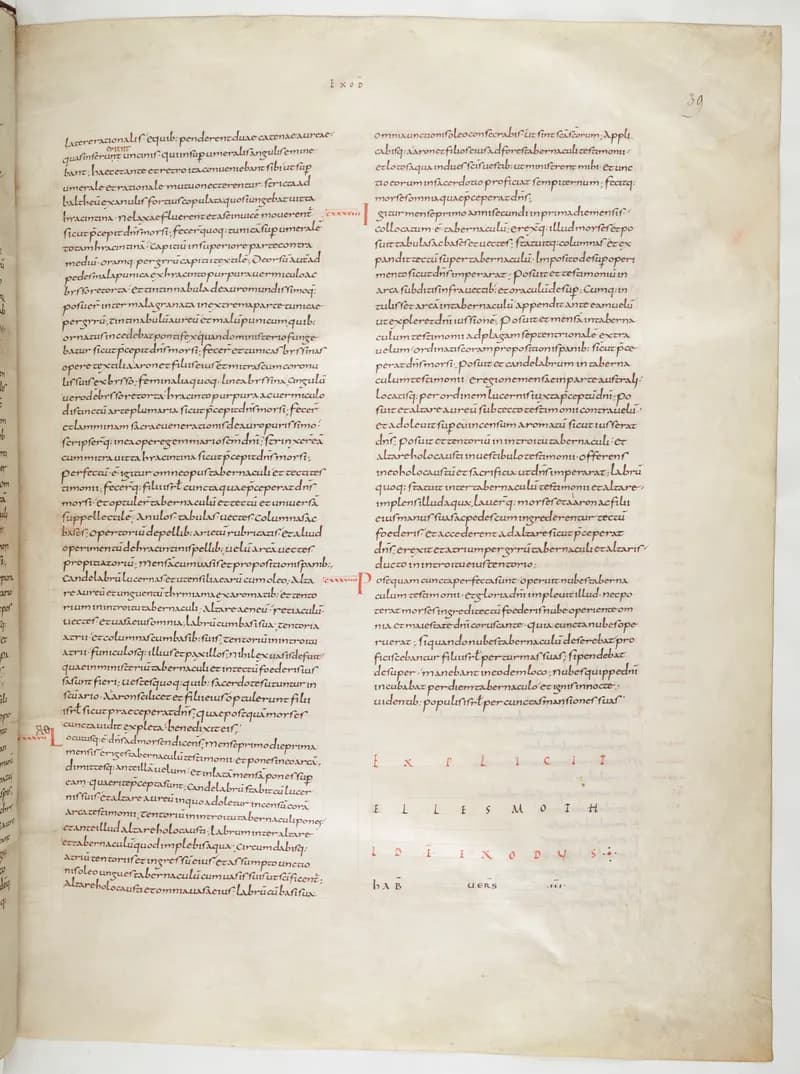 Vivian Bible, Numbers 5 (folio 85) by Master C. (Vivian Bible illuminator) depicting Numbers 5