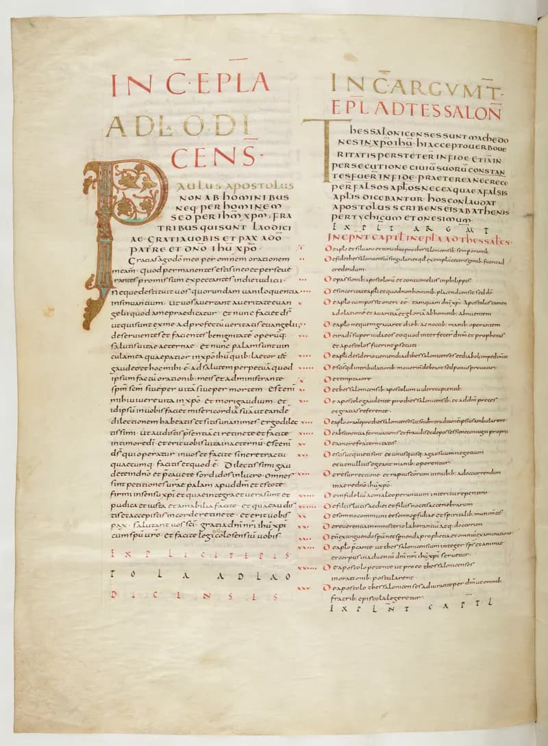 Vivian Bible, Revelation 2 (folio 818) by Master C. (Vivian Bible illuminator) depicting Revelation 2