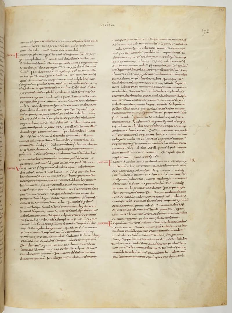 Vivian Bible, Romans 15 (folio 751) by Master C. (Vivian Bible illuminator) depicting Romans 15