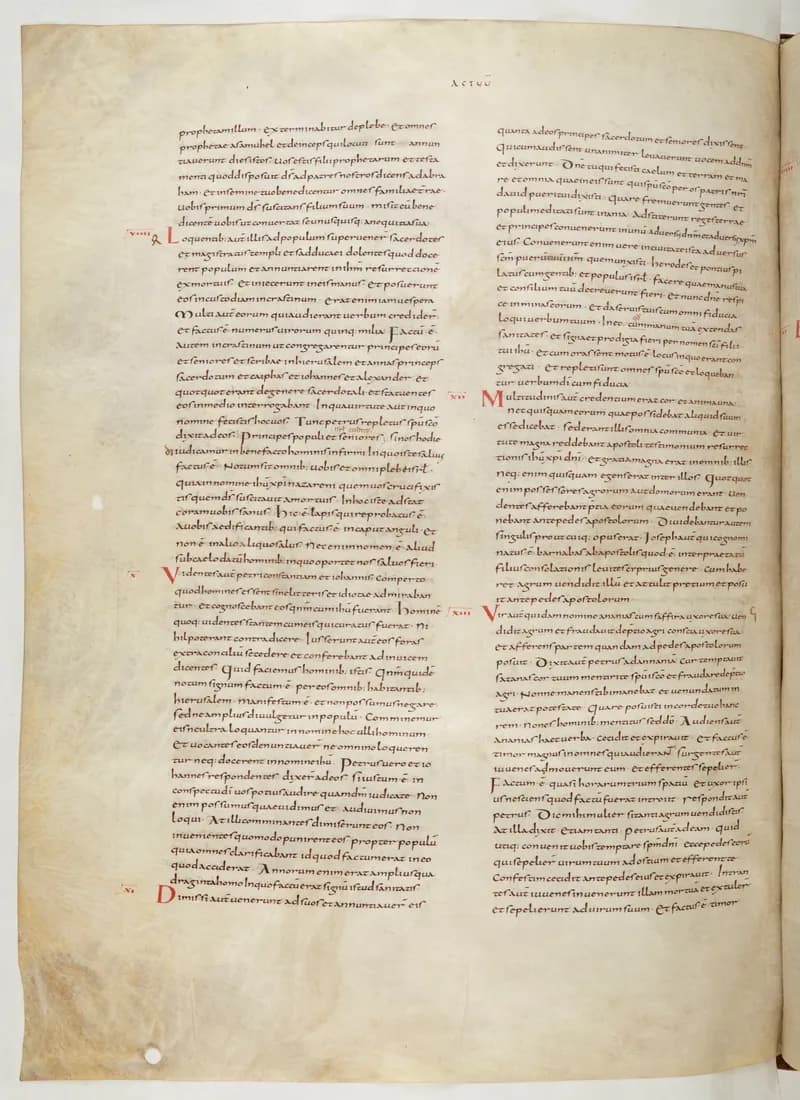 Vivian Bible, Romans 4 (folio 744) by Master C. (Vivian Bible illuminator) depicting Romans 4