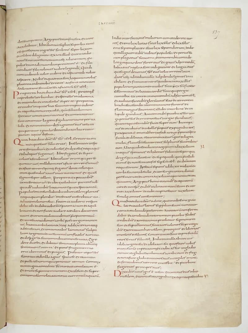 Vivian Bible, Tobit 13 (folio 281) by Master C. (Vivian Bible illuminator) depicting Tobit 13