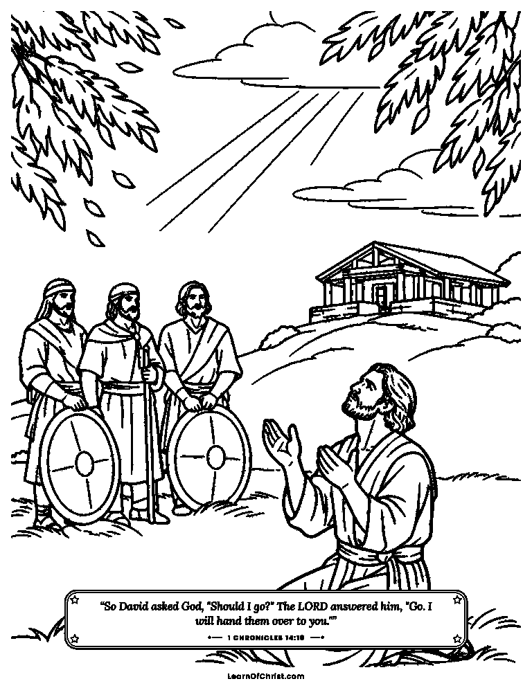1 Chronicles 14 coloring page - David asks God before the battle
