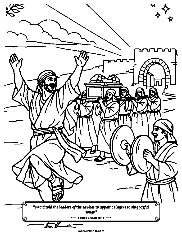 1 Chronicles 15 coloring page - Levites carry the ark on their shoulders