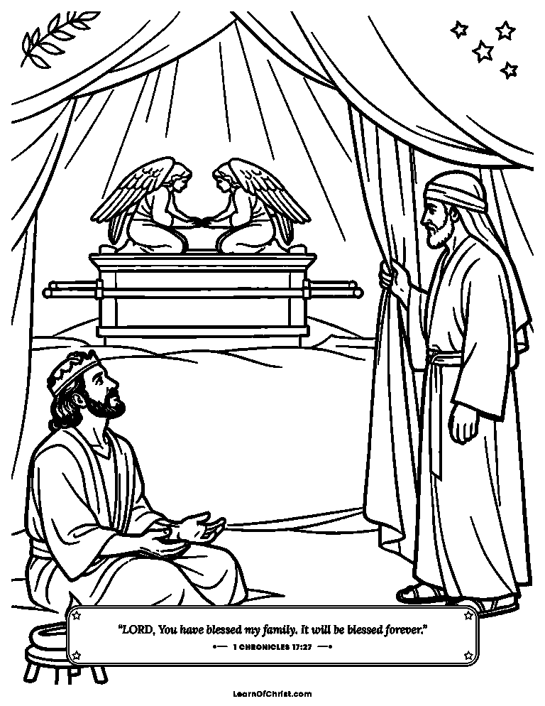 1 Chronicles 17 coloring page - David sits before God in wonder