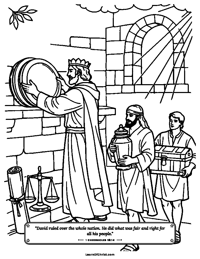 1 Chronicles 18 coloring page - David sets treasure aside for God