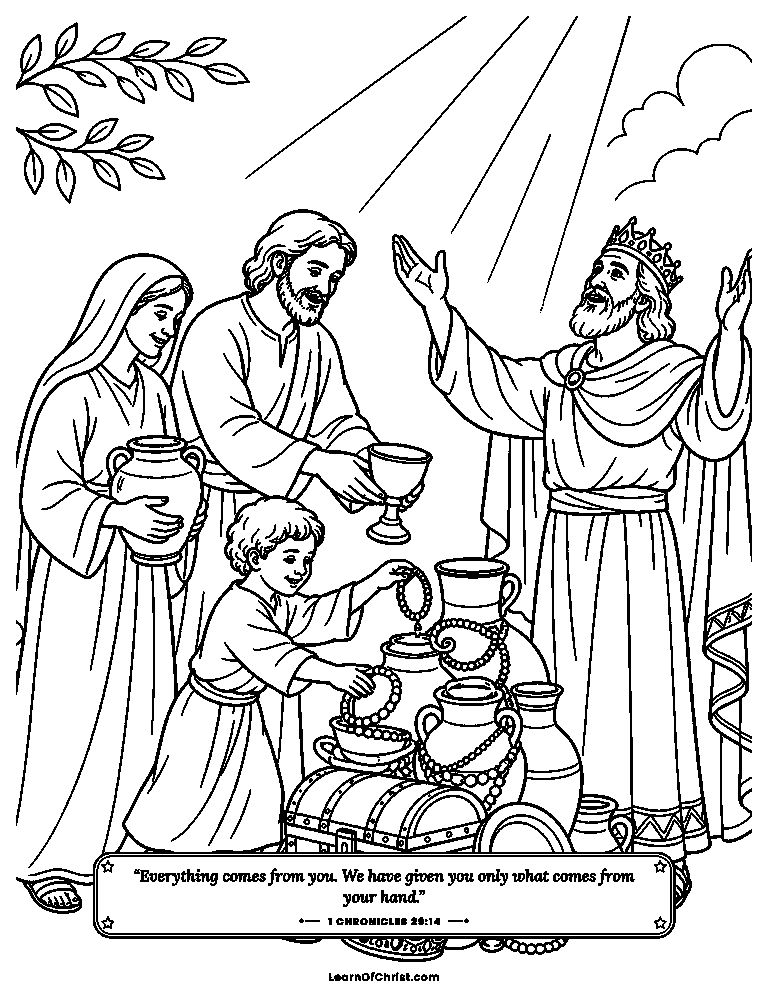 1 Chronicles 29 coloring page - Everyone gives gladly for God's house
