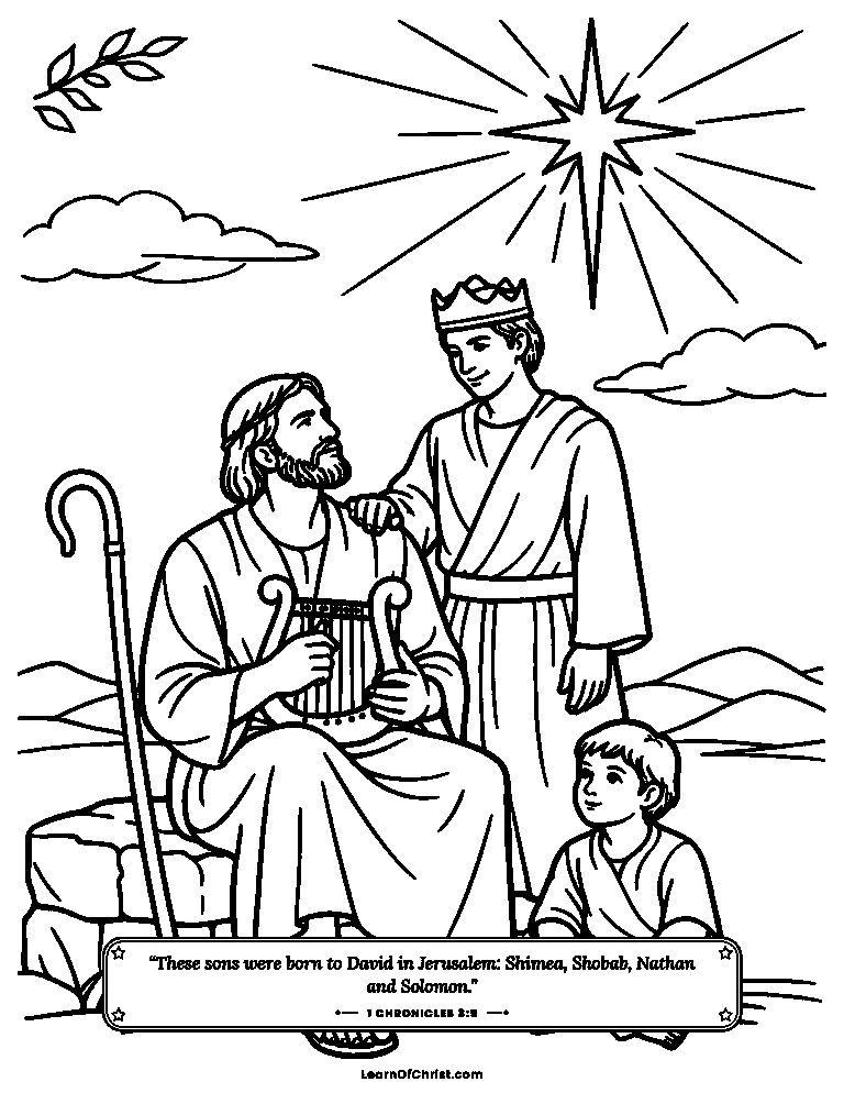 1 Chronicles 3 coloring page - David's family carries the promise onward
