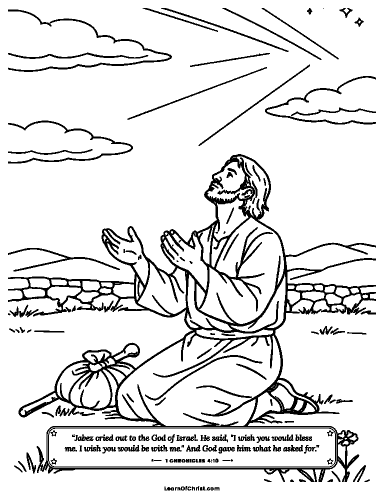 1 Chronicles 4 coloring page - Jabez prays a short and honest prayer