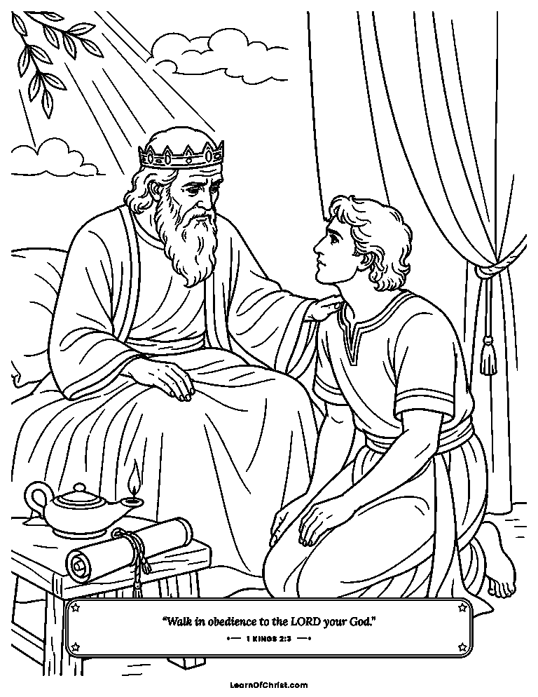 1 Kings 2 coloring page - David gives Solomon his last advice