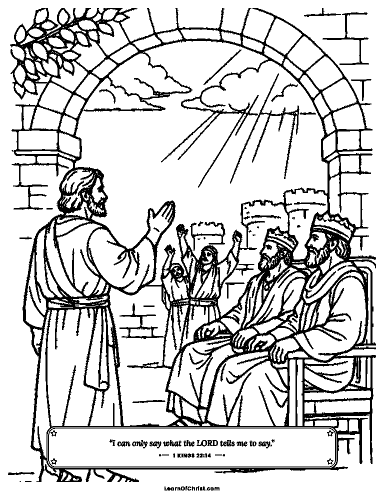 1 Kings 22 coloring page - Micaiah tells the king the honest truth