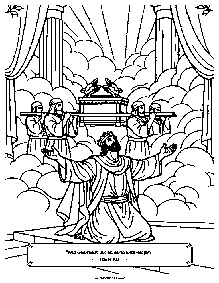 1 Kings 8 coloring page - Solomon prays as the cloud fills the temple