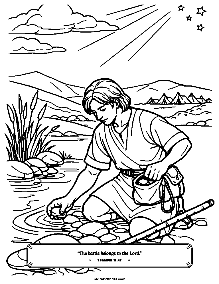 1 Samuel 17 coloring page - David chooses five smooth stones
