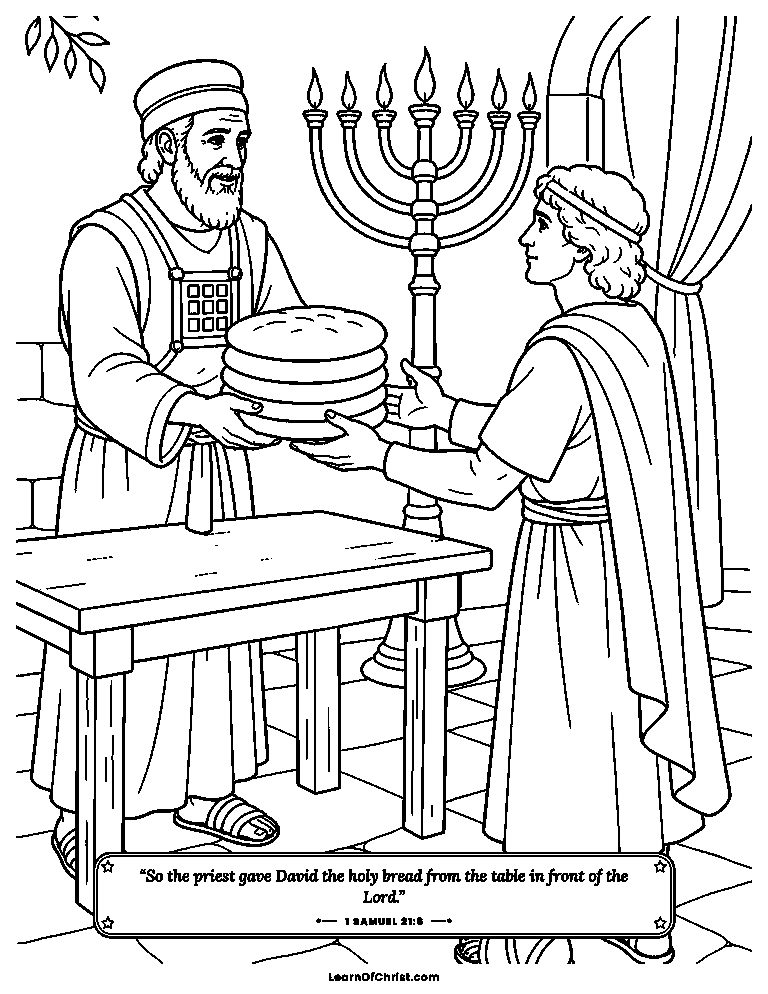 1 Samuel 21 coloring page - A priest gives David the holy bread
