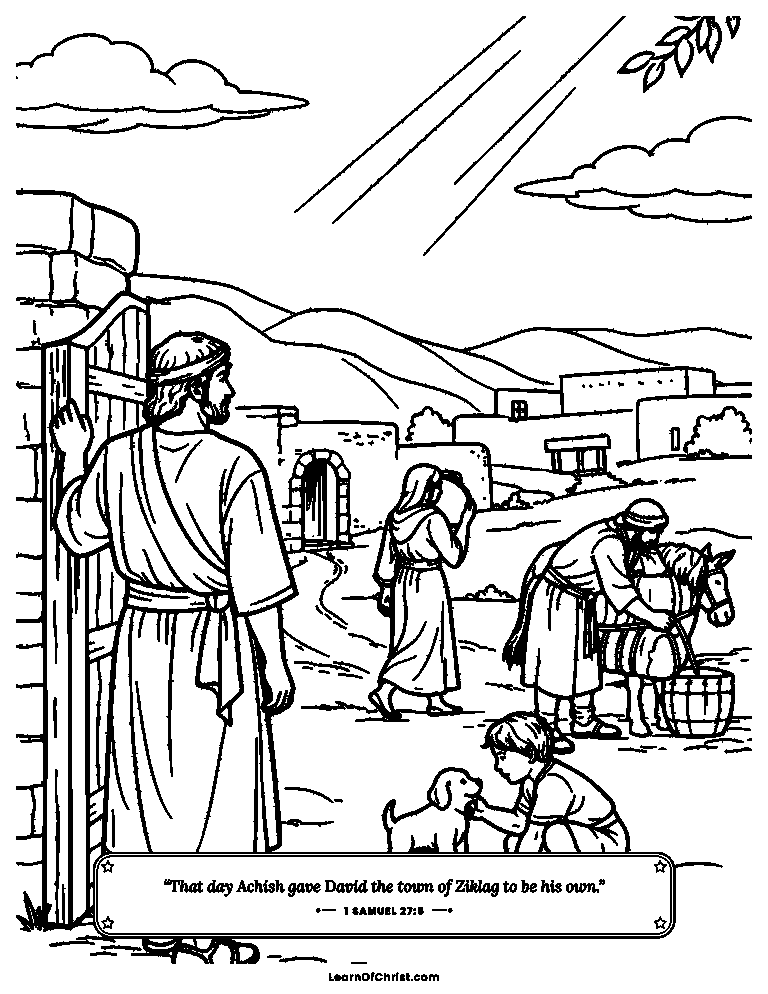 1 Samuel 27 coloring page - David finds a resting place at last