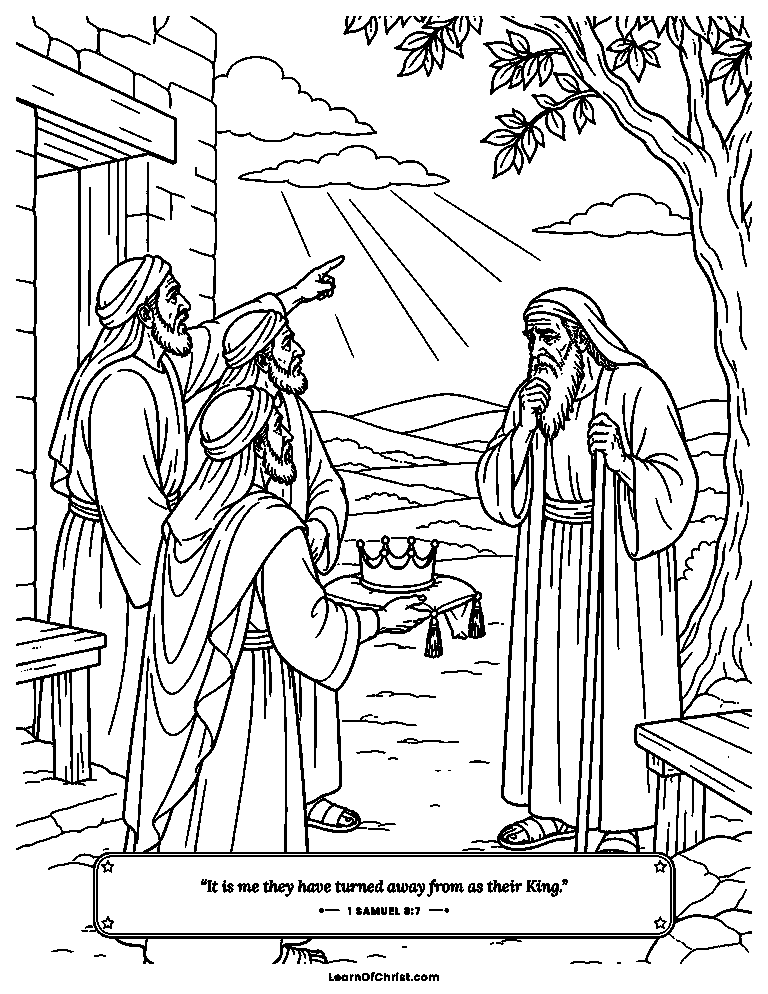 1 Samuel 8 coloring page - The people ask Samuel for a king
