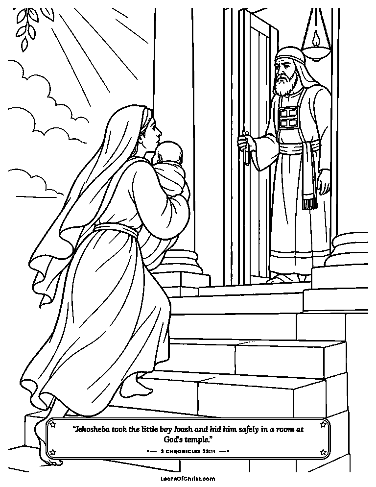 Jehosheba hides baby Joash safely