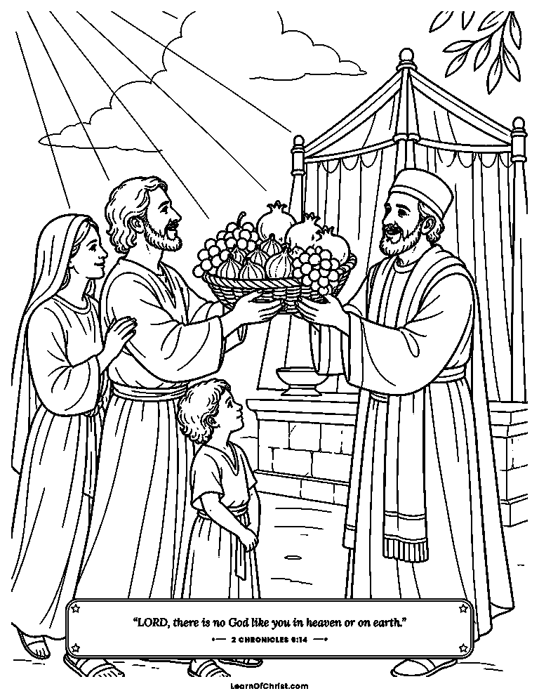 Solomon kneels and prays for everyone