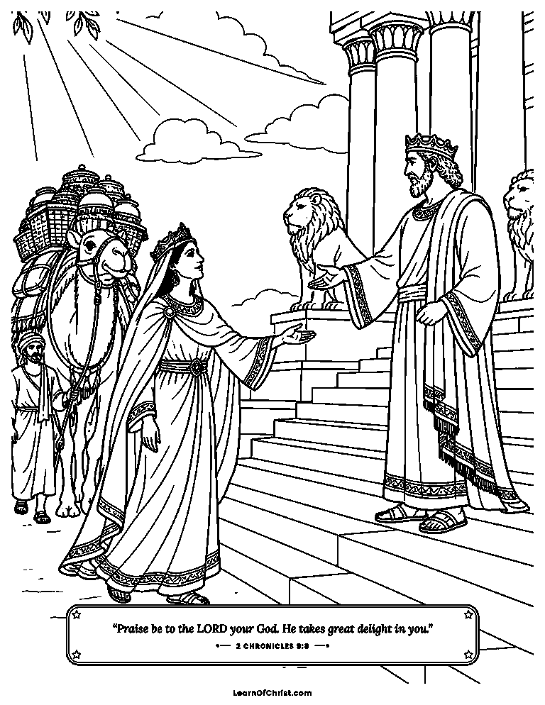 The Queen of Sheba visits Solomon